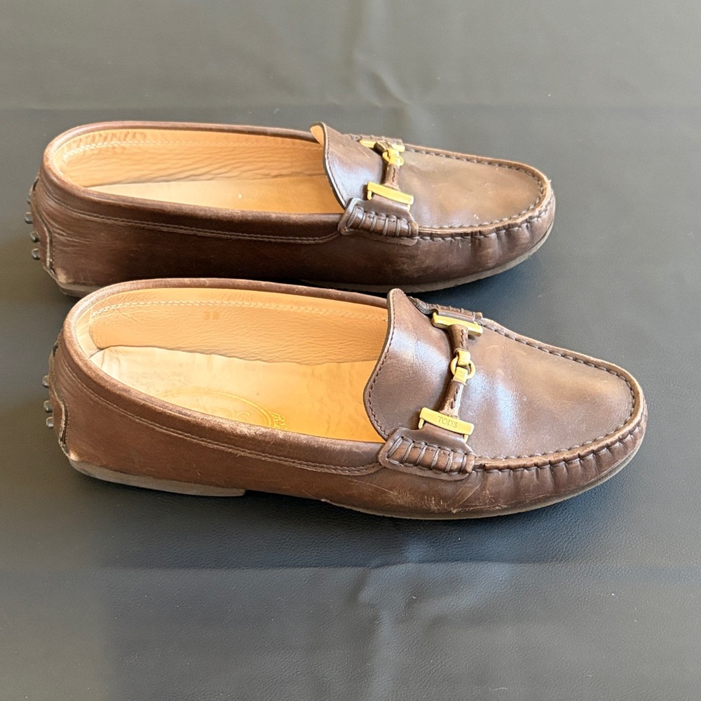 Tod’s Brown Leather Horsebit Loafers EU 38 US 7.5 Made in Italy Classic - Picture 5 of 12